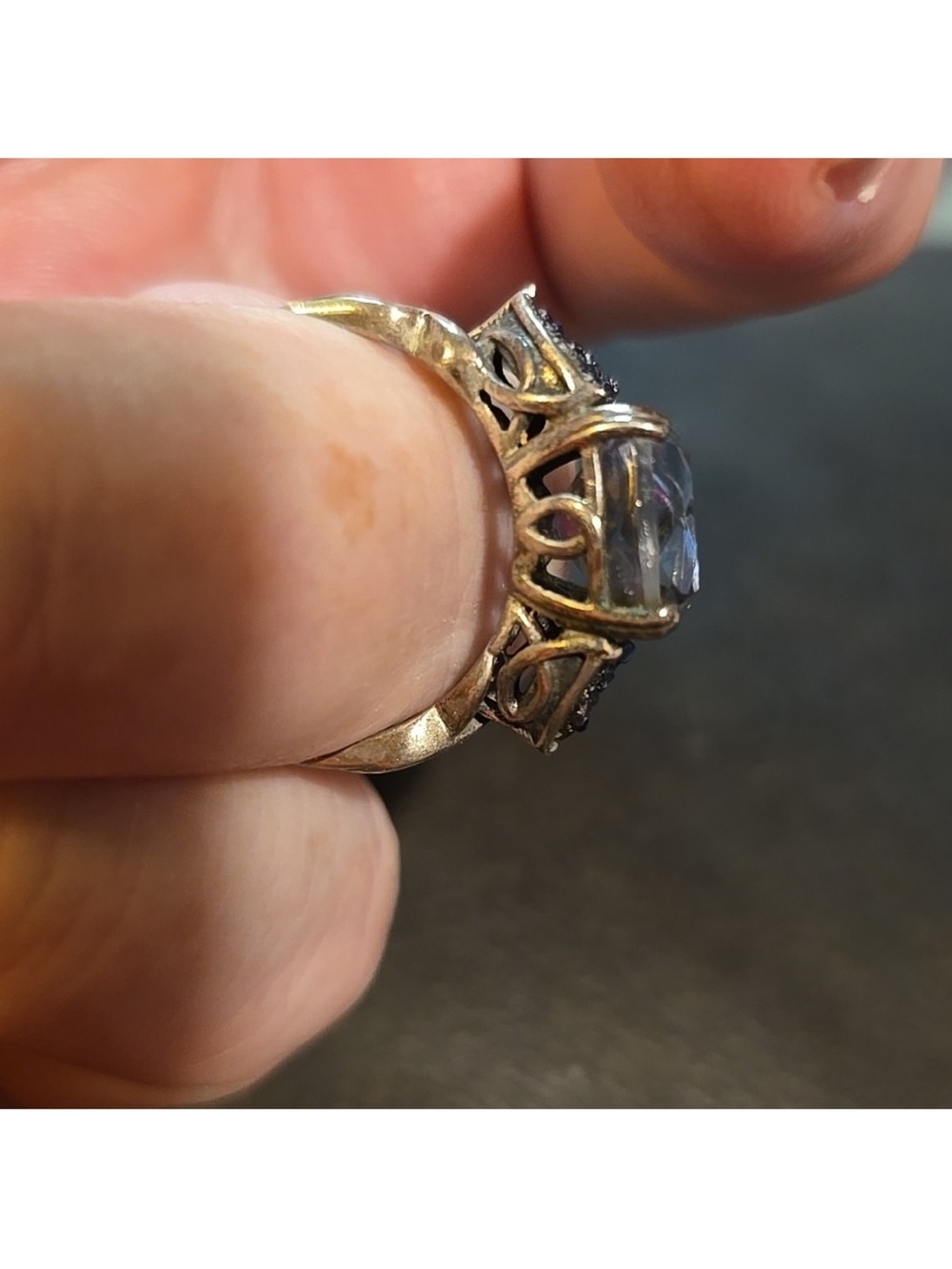 Mystic Topaz Cushion Cocktail Ring in Blue-Purple - Picture 8 of 9